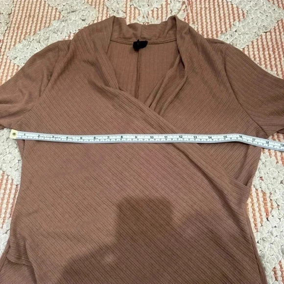 W5 Anthropologie neutral brown faux wrap top - Picture 4 of 6